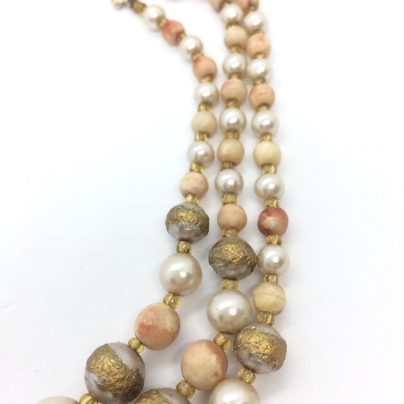 VINTAGE JAPAN 60s BEAD AB AURORA BOUREALIS MULTI LAYER COLLAR CHOKER NECKLACE - Picture 11 of 16